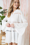 Crochet Lace Bell Sleeve Collared Cover Up  Ivy and Pearl Boutique   