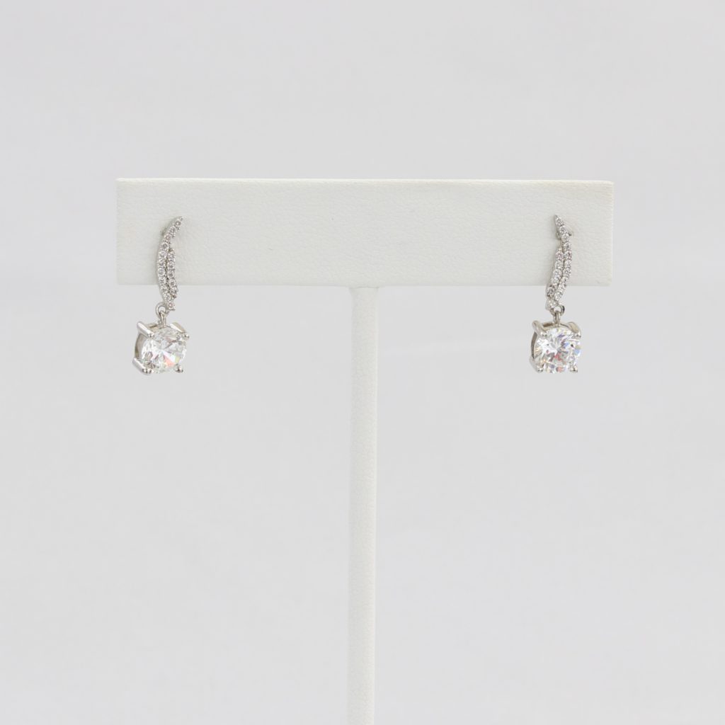 Bobby Schandra simulated diamond (Cubic Zirconia Diamond-quality Grade 5 ) dangle earring (6mm)  Ivy and Pearl Boutique   