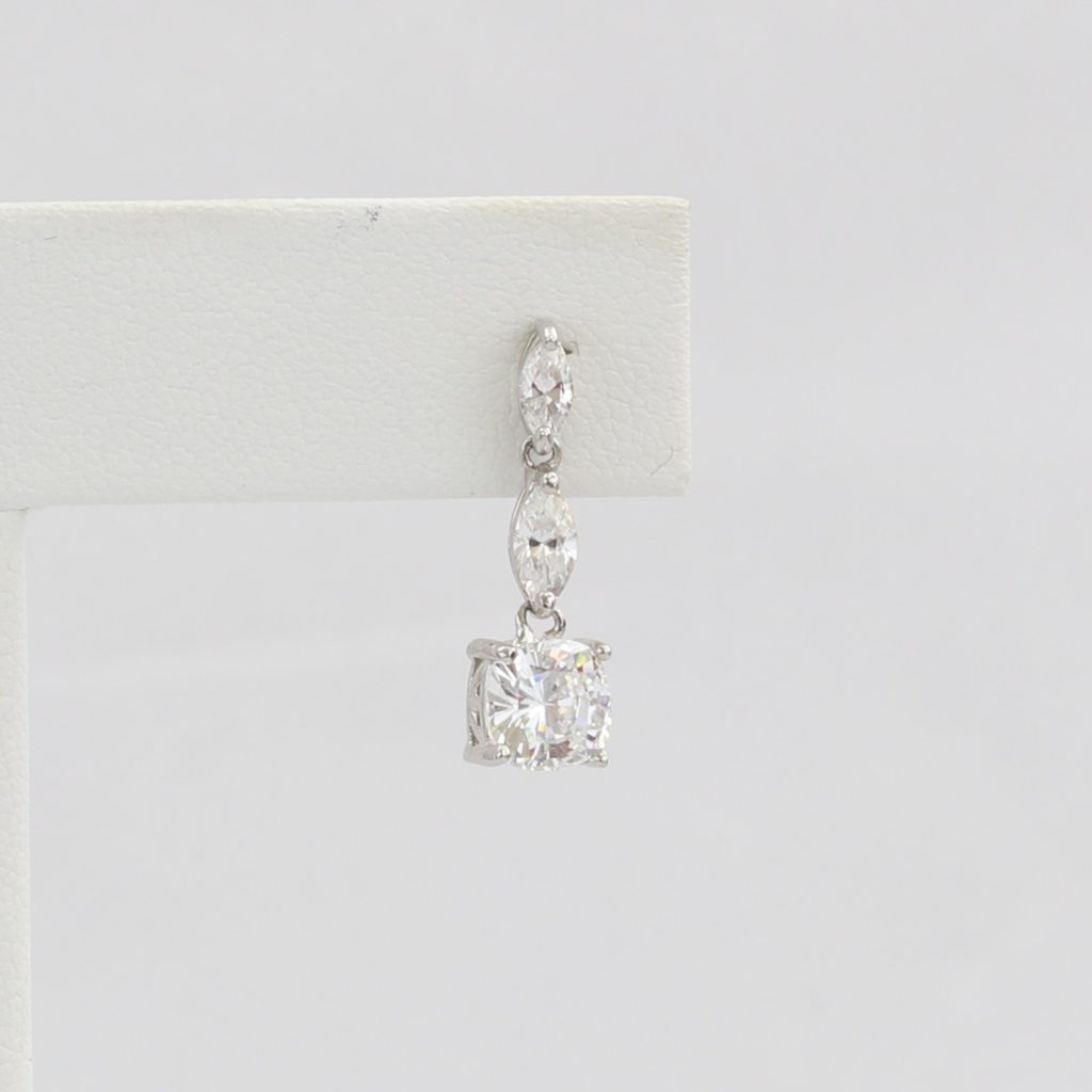 Bobby Schandra simulated diamond (Cubic Zirconia Diamond-quality Grade 5 ) dangle earring (6mm)  Ivy and Pearl Boutique   