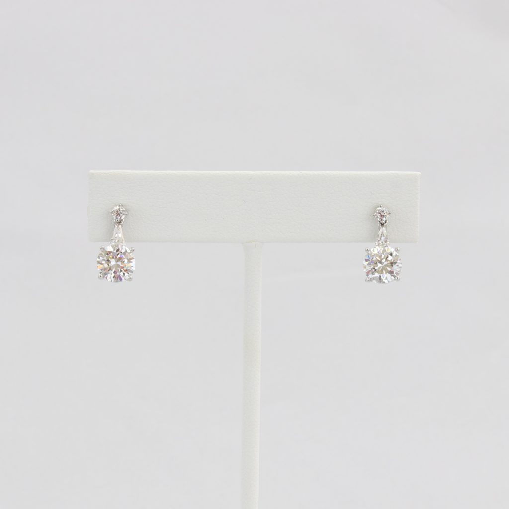 Bobby Schandra simulated diamond (Cubic Zirconia Diamond-quality Grade 5 ) dangle earring (7mm)  Ivy and Pearl Boutique   