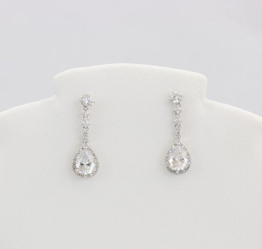 Bobby Schandra simulated diamond (Cubic Zirconia Diamond-quality Grade 5 ) dangle earring (8mm)  Ivy and Pearl Boutique   