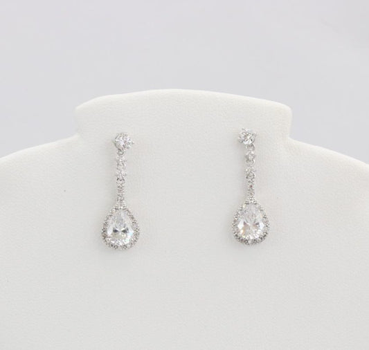 Bobby Schandra simulated diamond (Cubic Zirconia Diamond-quality Grade 5 ) dangle earring (8mm)  Ivy and Pearl Boutique
