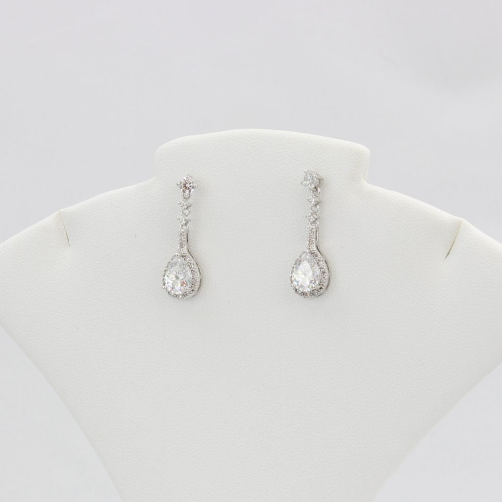 Bobby Schandra simulated diamond (Cubic Zirconia Diamond-quality Grade 5 ) dangle earring (8mm)  Ivy and Pearl Boutique   