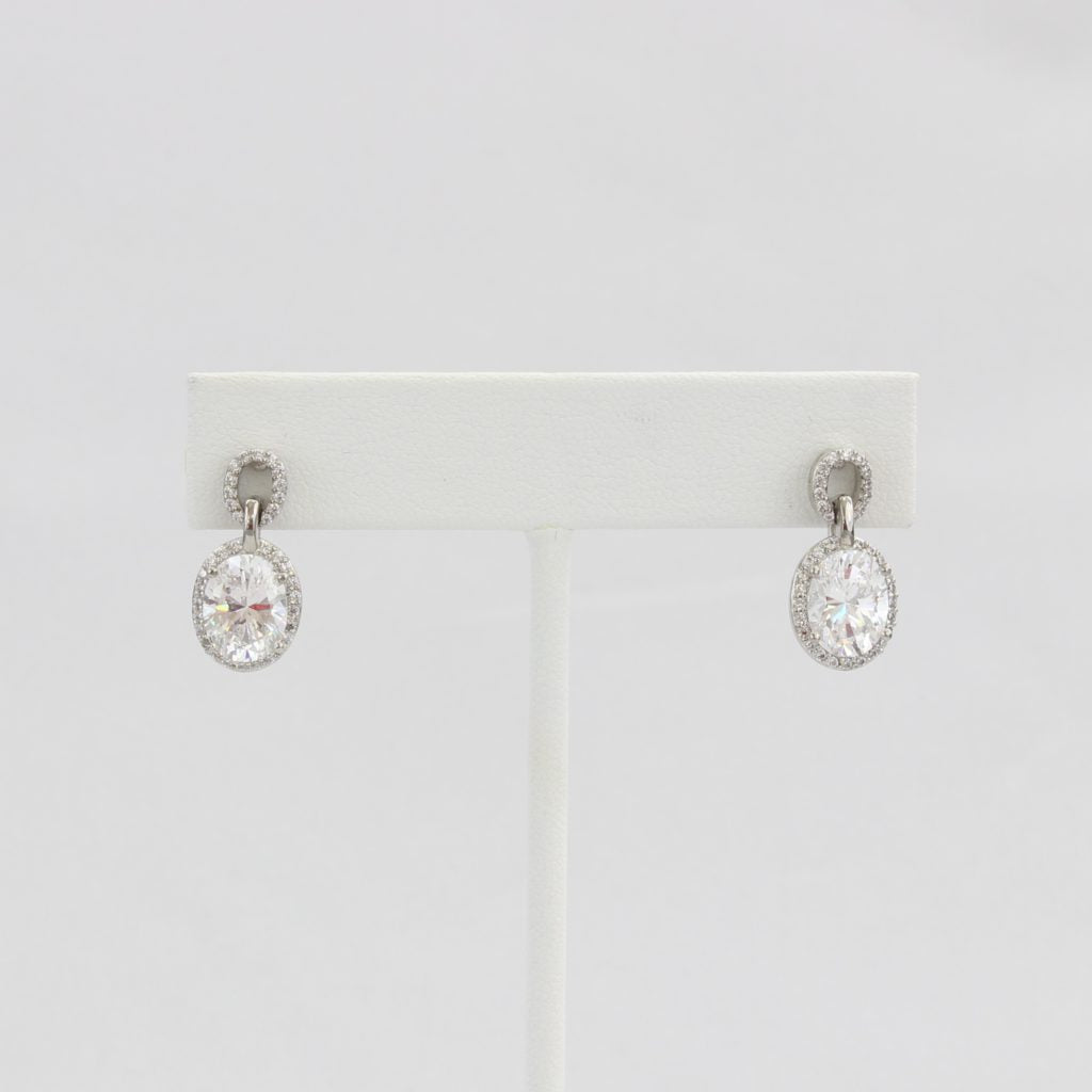 Bobby Schandra simulated diamond (Cubic Zirconia Diamond-quality Grade 5 ) dangle earring (10mm)  Ivy and Pearl Boutique   