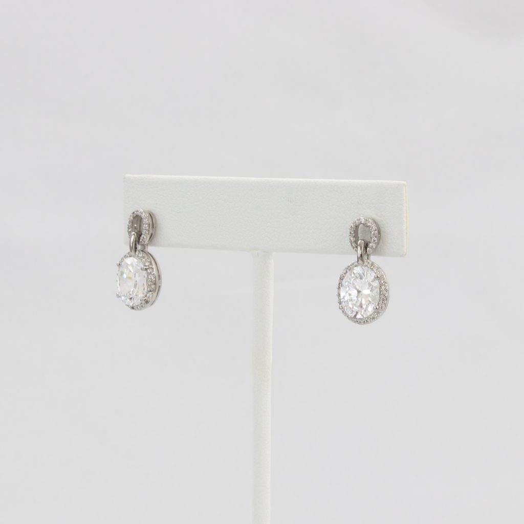 Bobby Schandra simulated diamond (Cubic Zirconia Diamond-quality Grade 5 ) dangle earring (10mm)  Ivy and Pearl Boutique   