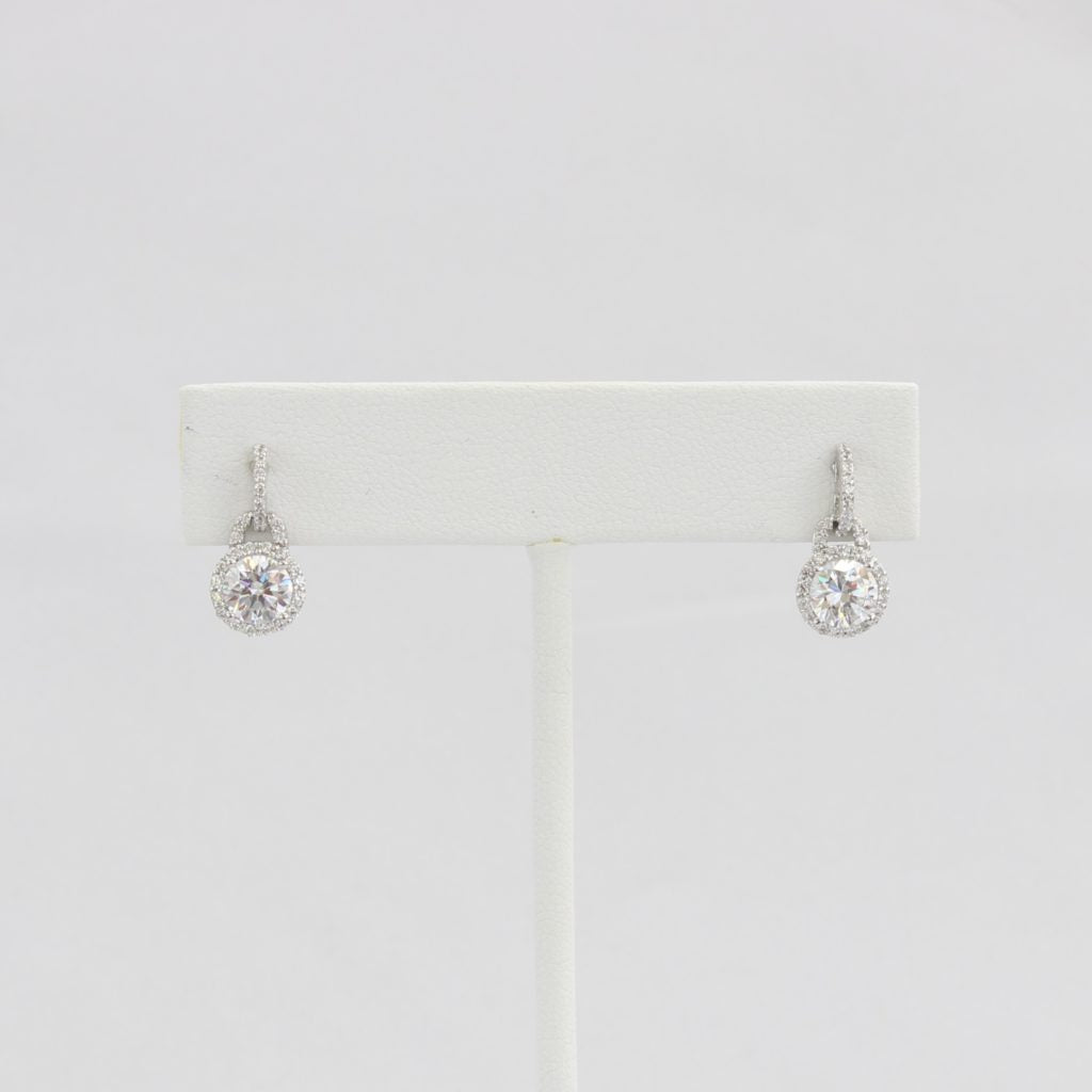 Bobby Schandra simulated diamond (Cubic Zirconia Diamond-quality Grade 5 ) dangle earring (7mm)  Ivy and Pearl Boutique   