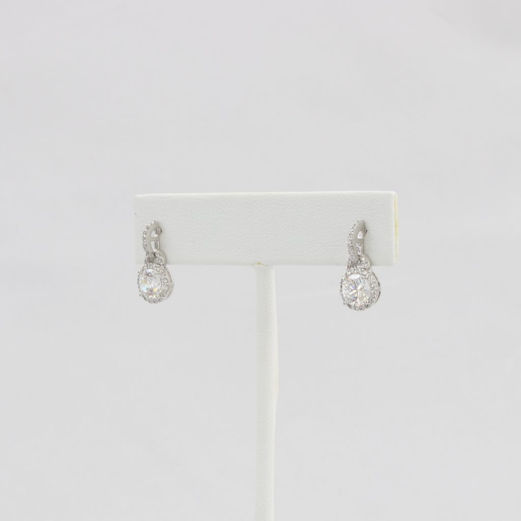 Bobby Schandra simulated diamond (Cubic Zirconia Diamond-quality Grade 5 ) dangle earring (7mm)  Ivy and Pearl Boutique   