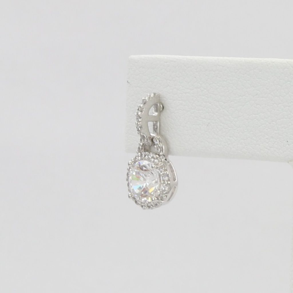 Bobby Schandra simulated diamond (Cubic Zirconia Diamond-quality Grade 5 ) dangle earring (7mm)  Ivy and Pearl Boutique   