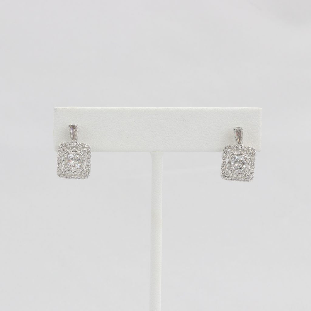 Bobby Schandra simulated diamond (Cubic Zirconia Diamond-quality Grade 5 ) dangle earring (5mm)  Ivy and Pearl Boutique   