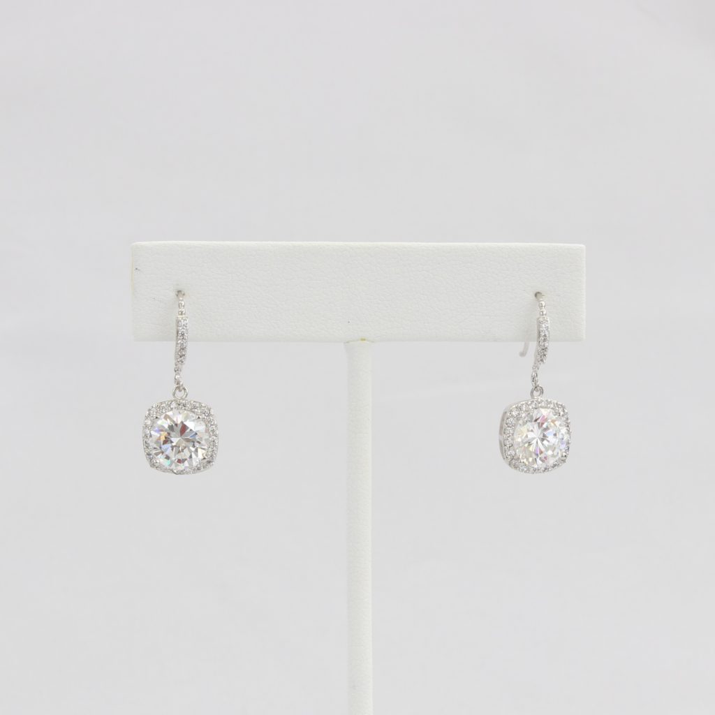 Bobby Schandra simulated diamond (Cubic Zirconia Diamond-quality Grade 5 ) dangle earring (10mm)  Ivy and Pearl Boutique   