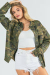 Rock and Roll Army Print button down jacket  Ivy and Pearl Boutique   