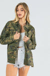Rock and Roll Army Print button down jacket  Ivy and Pearl Boutique   