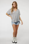 Solid V-neck short sleeve button down top  Ivy and Pearl Boutique   