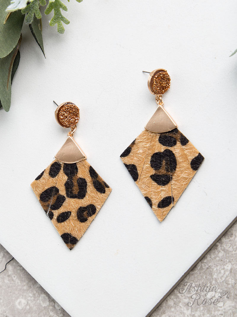 Delightfully deco druzy leopard earrings  Ivy and Pearl Boutique   
