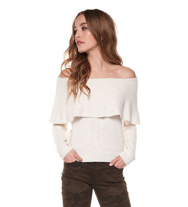 Dex soft oat heather long sleeve off shoulder sweater  Ivy and Pearl Boutique   