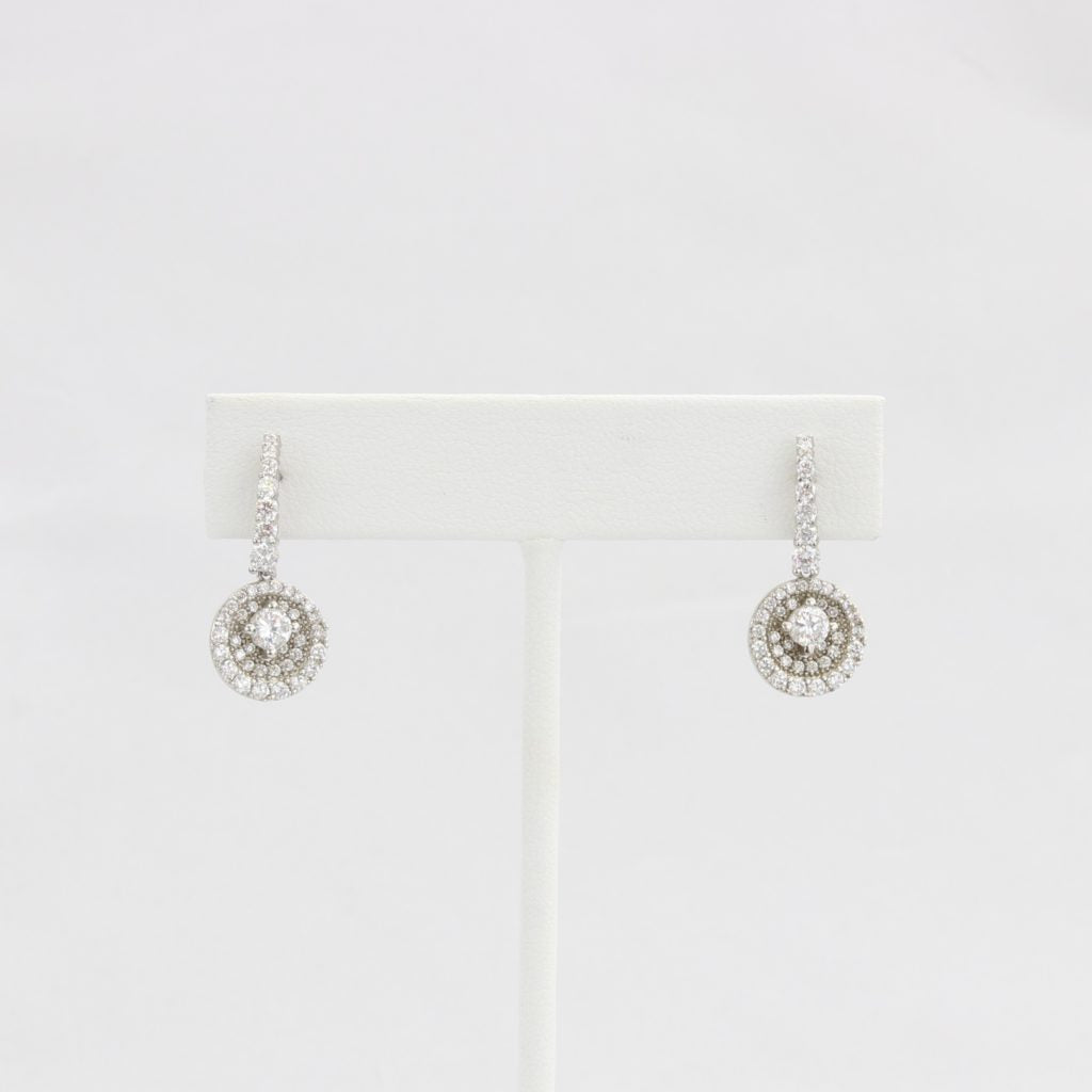 Bobby Schandra simulated diamond (Cubic Zirconia Diamond-quality Grade 5 ) dangle earring (4mm in 11mm case)  Ivy and Pearl Boutique   