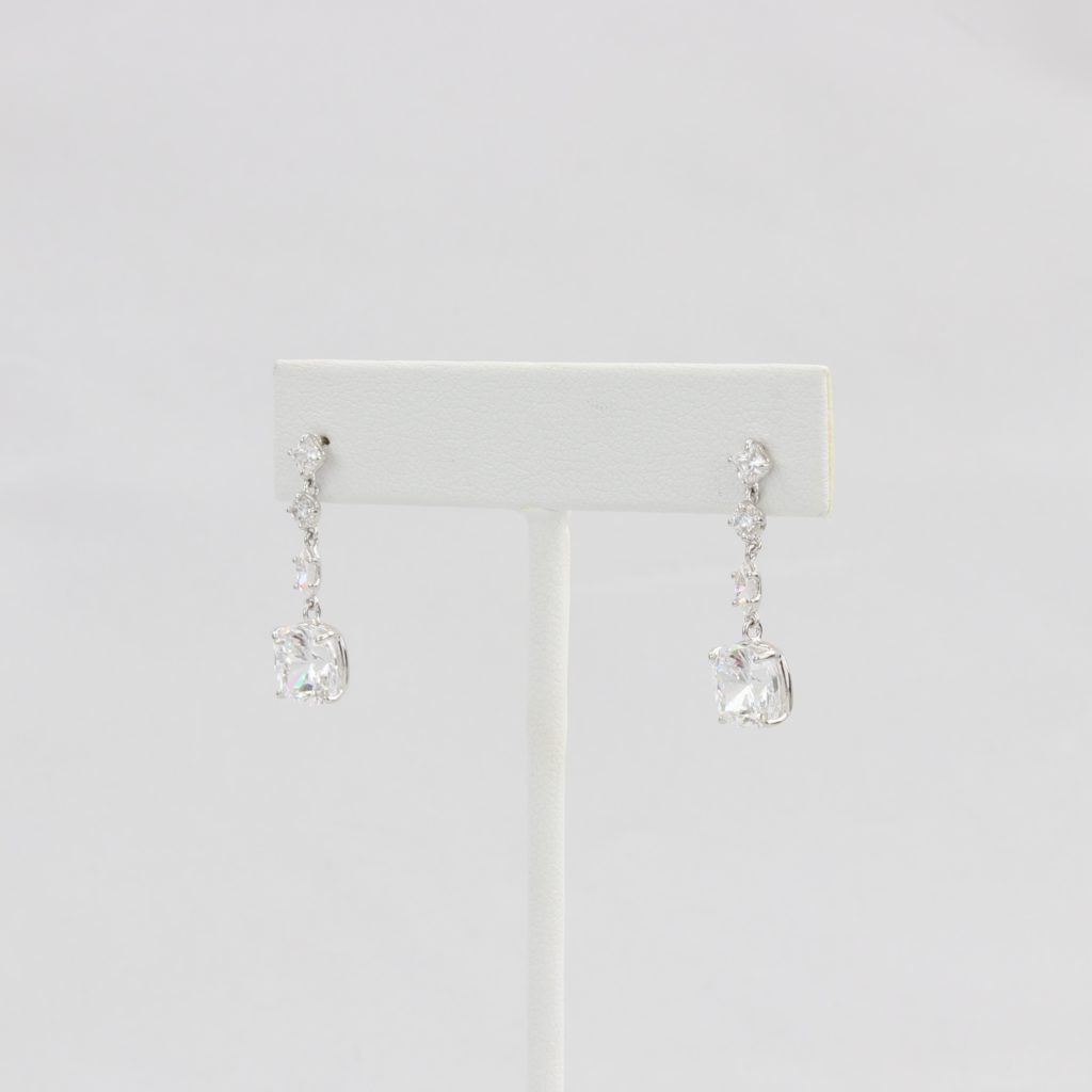 Bobby Schandra simulated diamond (Cubic Zirconia Diamond-quality Grade 5 ) dangle earring (9mm)  Ivy and Pearl Boutique   