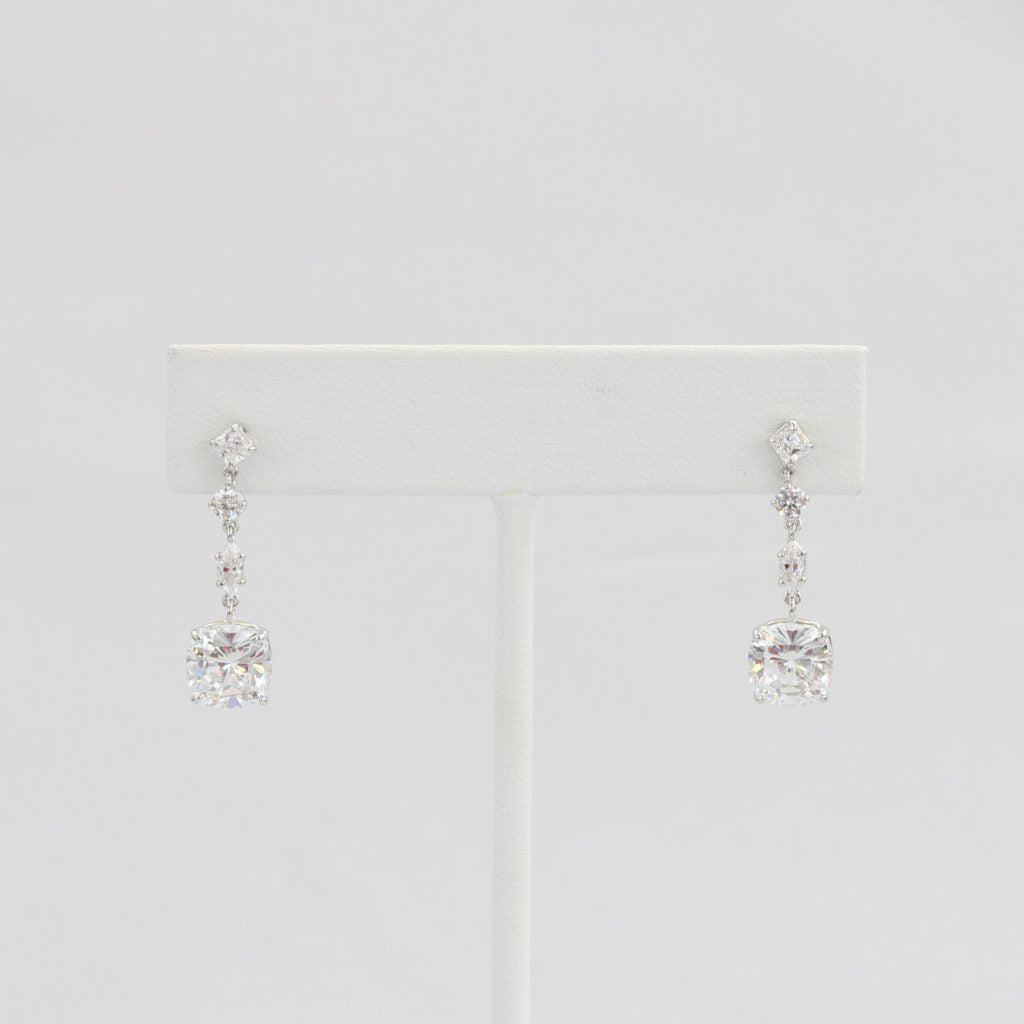 Bobby Schandra simulated diamond (Cubic Zirconia Diamond-quality Grade 5 ) dangle earring (9mm)  Ivy and Pearl Boutique   