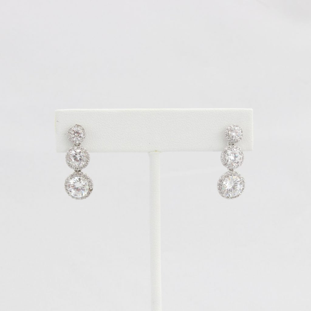 CLEARANCE (SEE NOTE IN DESC) - Bobby Schandra simulated diamond (Cubic Zirconia Diamond-quality Grade 5 ) dangle earring (6mm and 7mm and 8mm)  Ivy and Pearl Boutique   