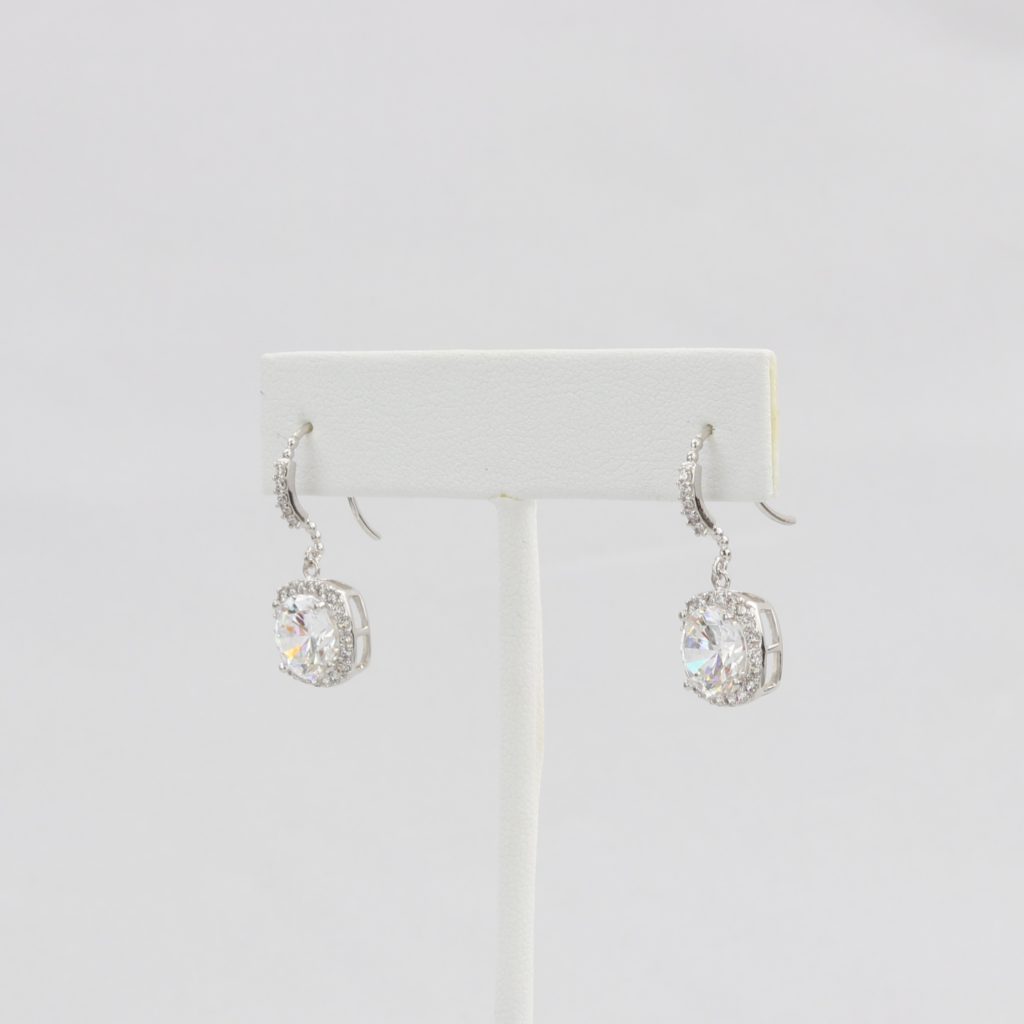 Bobby Schandra simulated diamond (Cubic Zirconia Diamond-quality Grade 5 ) dangle earring (10mm)  Ivy and Pearl Boutique   