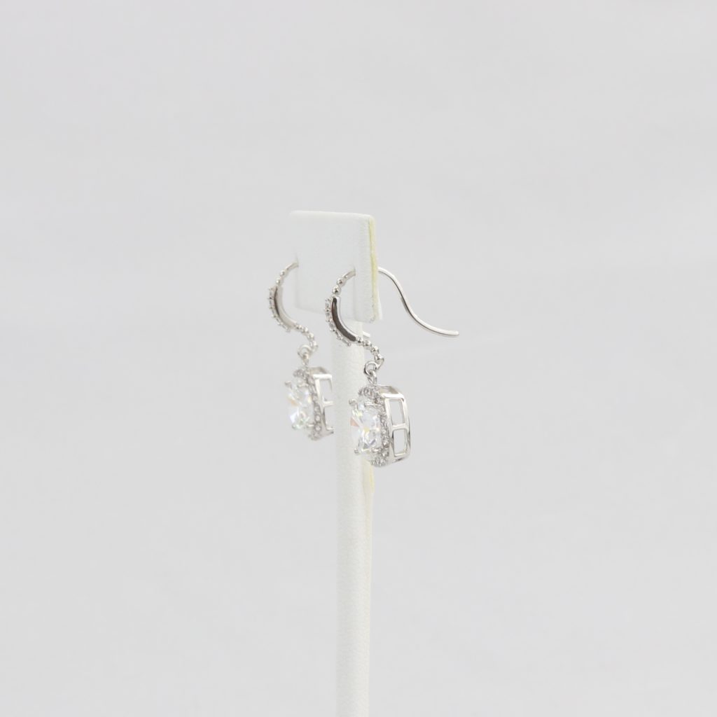 Bobby Schandra simulated diamond (Cubic Zirconia Diamond-quality Grade 5 ) dangle earring (10mm)  Ivy and Pearl Boutique   