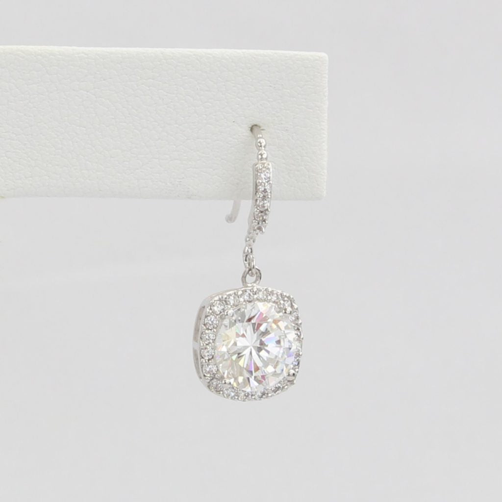 Bobby Schandra simulated diamond (Cubic Zirconia Diamond-quality Grade 5 ) dangle earring (10mm)  Ivy and Pearl Boutique   