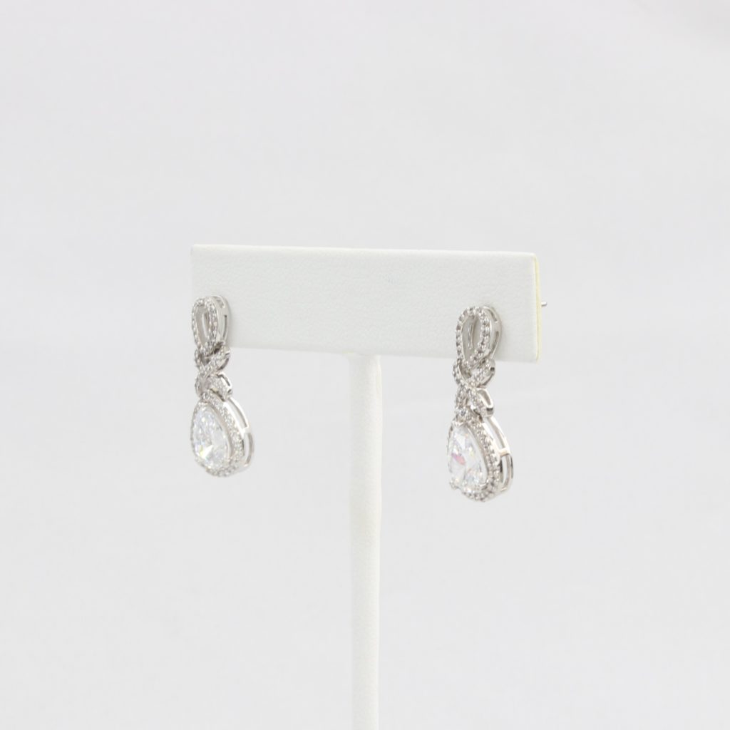 Bobby Schandra simulated diamond (Cubic Zirconia Diamond-quality Grade 5 ) dangle earring (10mm)  Ivy and Pearl Boutique   