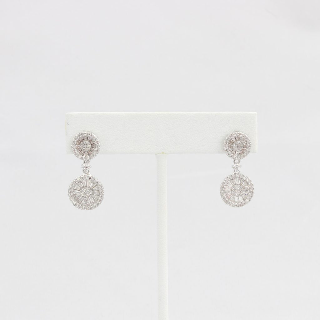 Bobby Schandra simulated diamond (Cubic Zirconia Diamond-quality Grade 5 ) dangle earring (10mm and 11mm)  Ivy and Pearl Boutique   