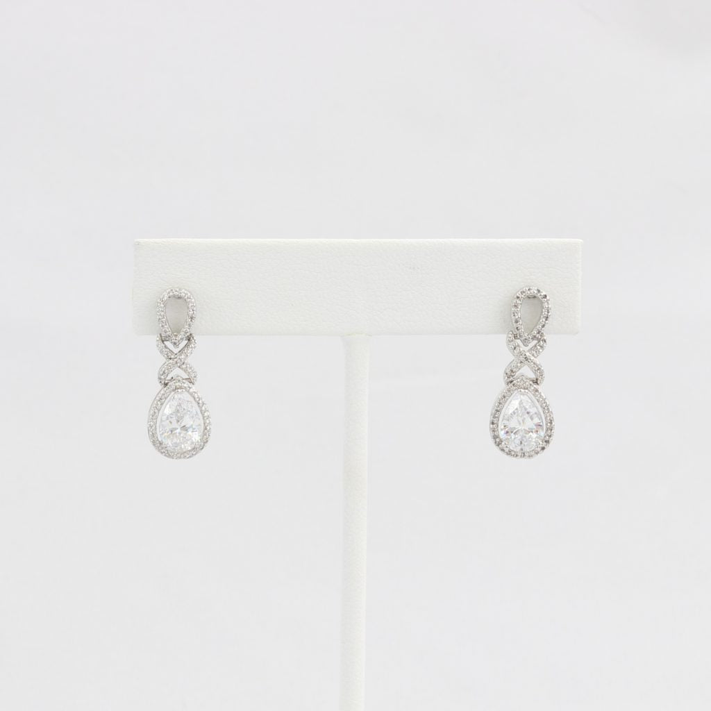 Bobby Schandra simulated diamond (Cubic Zirconia Diamond-quality Grade 5 ) dangle earring (10mm)  Ivy and Pearl Boutique   