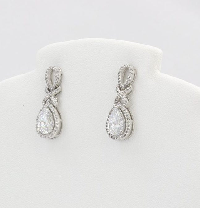 Bobby Schandra simulated diamond (Cubic Zirconia Diamond-quality Grade 5 ) dangle earring (10mm)  Ivy and Pearl Boutique   