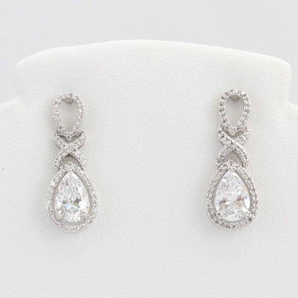 Bobby Schandra simulated diamond (Cubic Zirconia Diamond-quality Grade 5 ) dangle earring (10mm)  Ivy and Pearl Boutique   