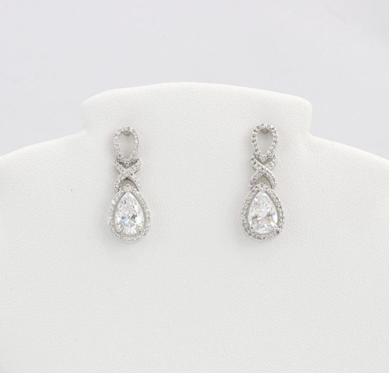 Bobby Schandra simulated diamond (Cubic Zirconia Diamond-quality Grade 5 ) dangle earring (10mm)  Ivy and Pearl Boutique   
