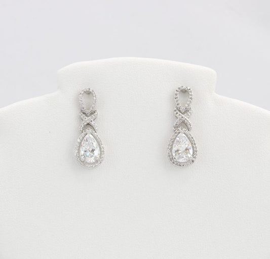 Bobby Schandra simulated diamond (Cubic Zirconia Diamond-quality Grade 5 ) dangle earring (10mm)  Ivy and Pearl Boutique