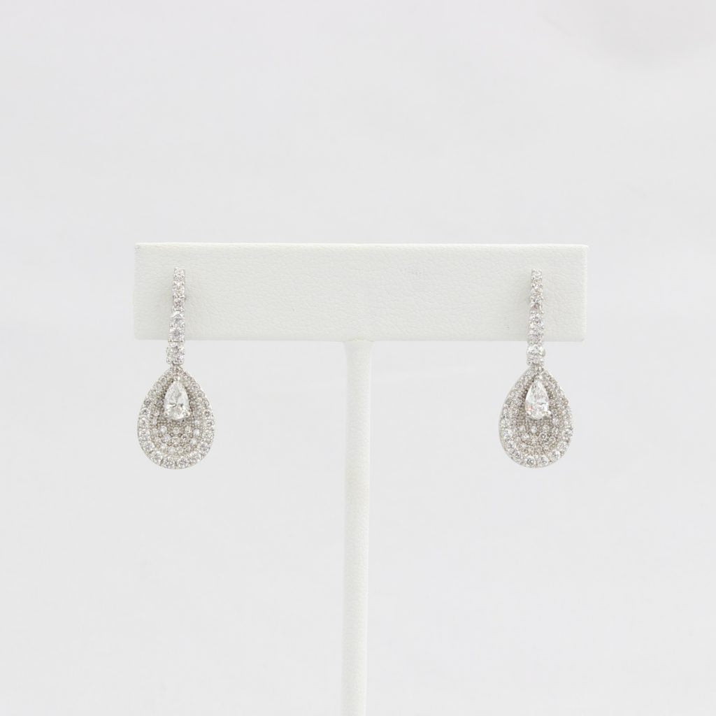 Bobby Schandra simulated diamond (Cubic Zirconia Diamond-quality Grade 5 ) dangle earring (15mm)  Ivy and Pearl Boutique   