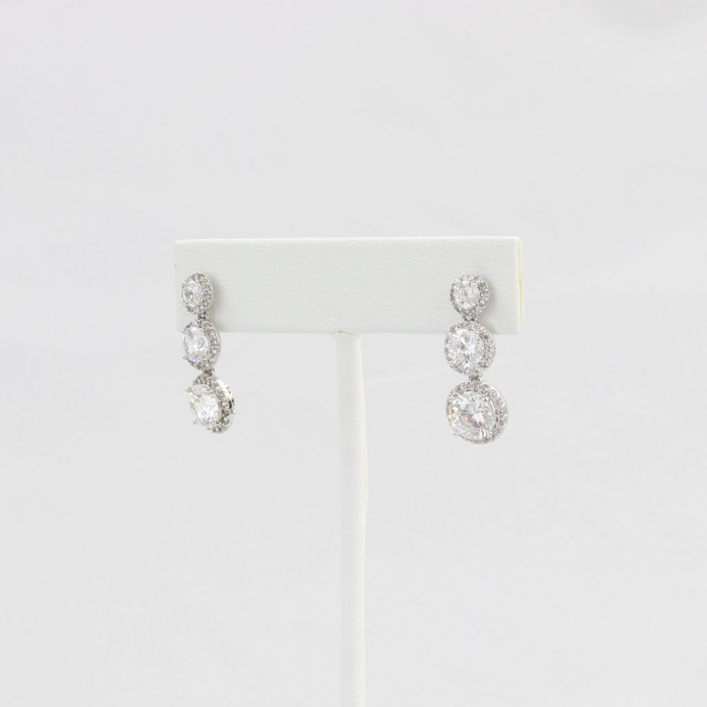 CLEARANCE (SEE NOTE IN DESC) - Bobby Schandra simulated diamond (Cubic Zirconia Diamond-quality Grade 5 ) dangle earring (6mm and 7mm and 8mm)  Ivy and Pearl Boutique   