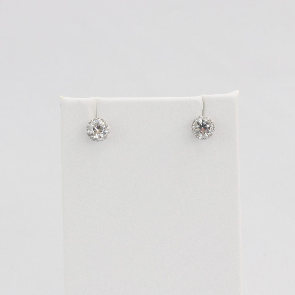 Bobby Schandra simulated diamond (Cubic Zirconia Diamond-quality Grade 5 ) stud earring (8mm)  Ivy and Pearl Boutique   