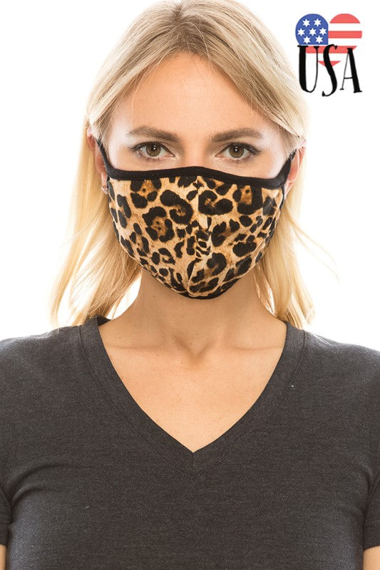 Double-layer animal print leopard reusable face mask with filter pocket  Ivy and Pearl Boutique Leopard  
