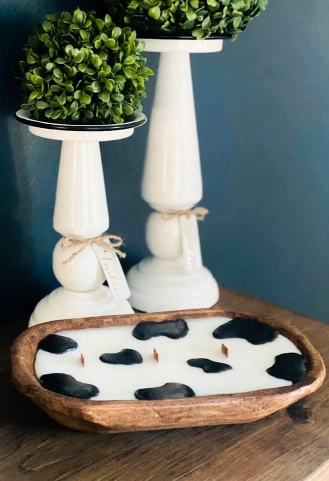 Dough Bowl Candles in Beautiful Reusable Wooden Bowls  Ivy and Pearl Boutique Cow Banana Nut Bread 