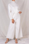 Elegant ankle length knit wide leg pants  Ivy and Pearl Boutique Ivory L 