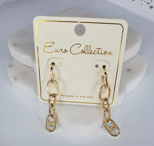 Euro Collection 4-link chain and charm earrings  Ivy and Pearl Boutique Gold  