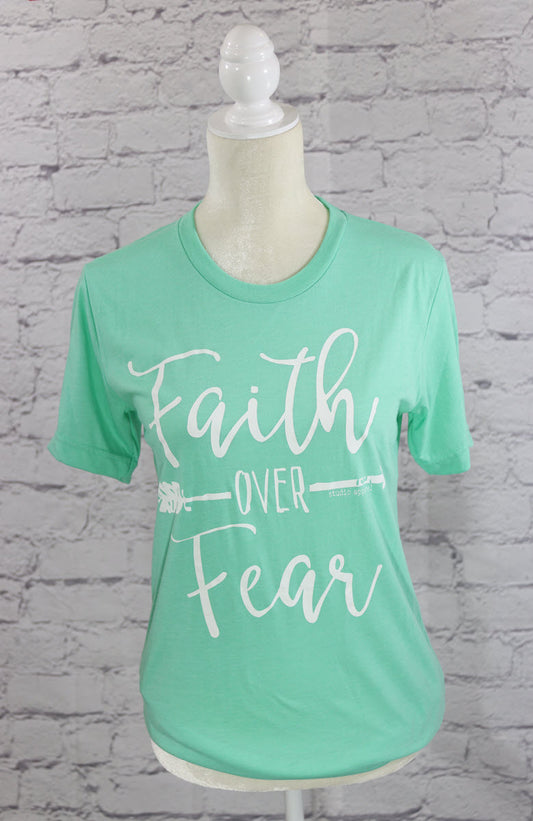 "Faith over Fear" crew neck T-Shirt  Ivy and Pearl Boutique Mint S 