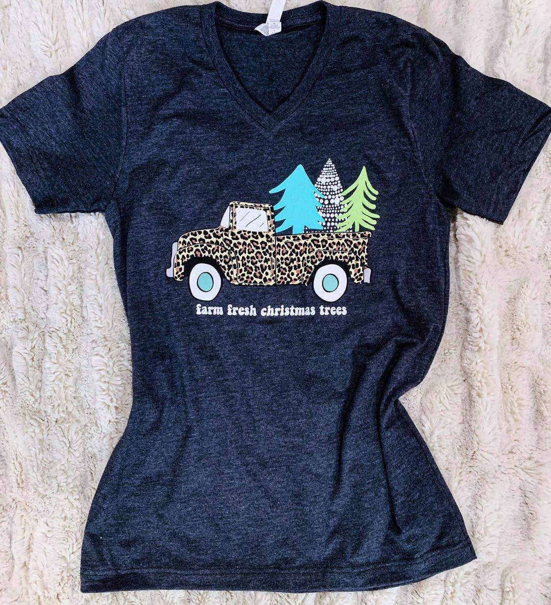 Farm Fresh Christmas Trees T-Shirt  Ivy and Pearl Boutique S Charcoal 