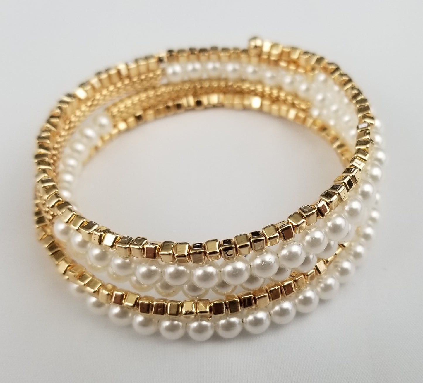 Faux pearl and beaded and box chain bracelet  Ivy and Pearl Boutique   