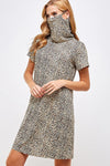 Fitted Leopard Print Cowl Neck Essential Dress with Built-in Face Mask  Ivy and Pearl Boutique Brown Leopard S 