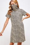 Fitted Leopard Print Cowl Neck Essential Dress with Built-in Face Mask  Ivy and Pearl Boutique   