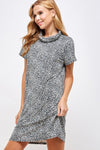 Fitted Leopard Print Cowl Neck Essential Dress with Built-in Face Mask  Ivy and Pearl Boutique Gray Leopard S 