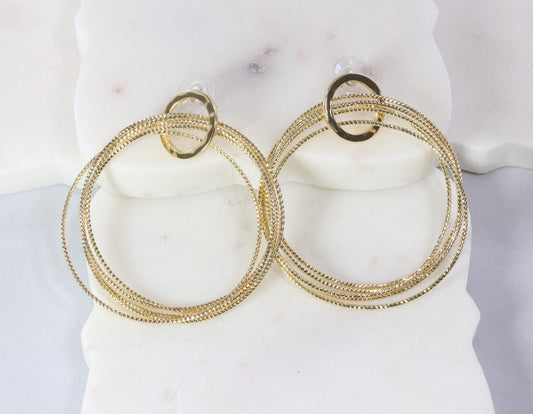 Five-hoop rigid snake-chain earring  Ivy and Pearl Boutique Gold  