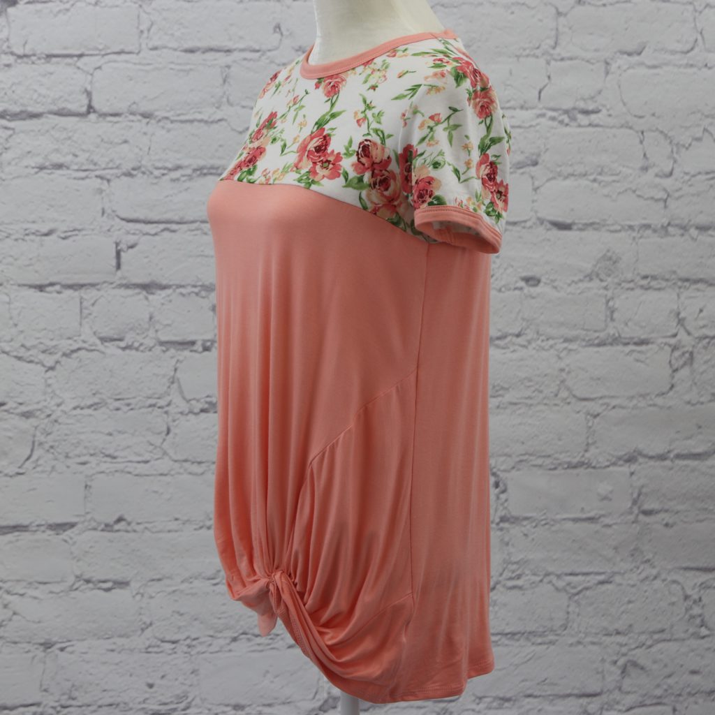 Floral and solid twisted bottom with cap sleeve  Ivy and Pearl Boutique   