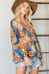 Floral Print Puff Sleeve Collared Flowy Babydoll Top  Ivy and Pearl Boutique   