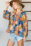 Floral Print Puff Sleeve Collared Flowy Babydoll Top  Ivy and Pearl Boutique   